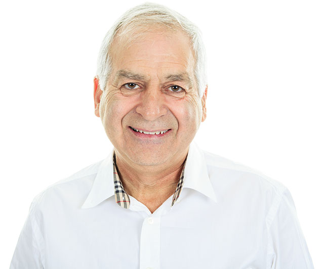 A Happy Mature Man in white background